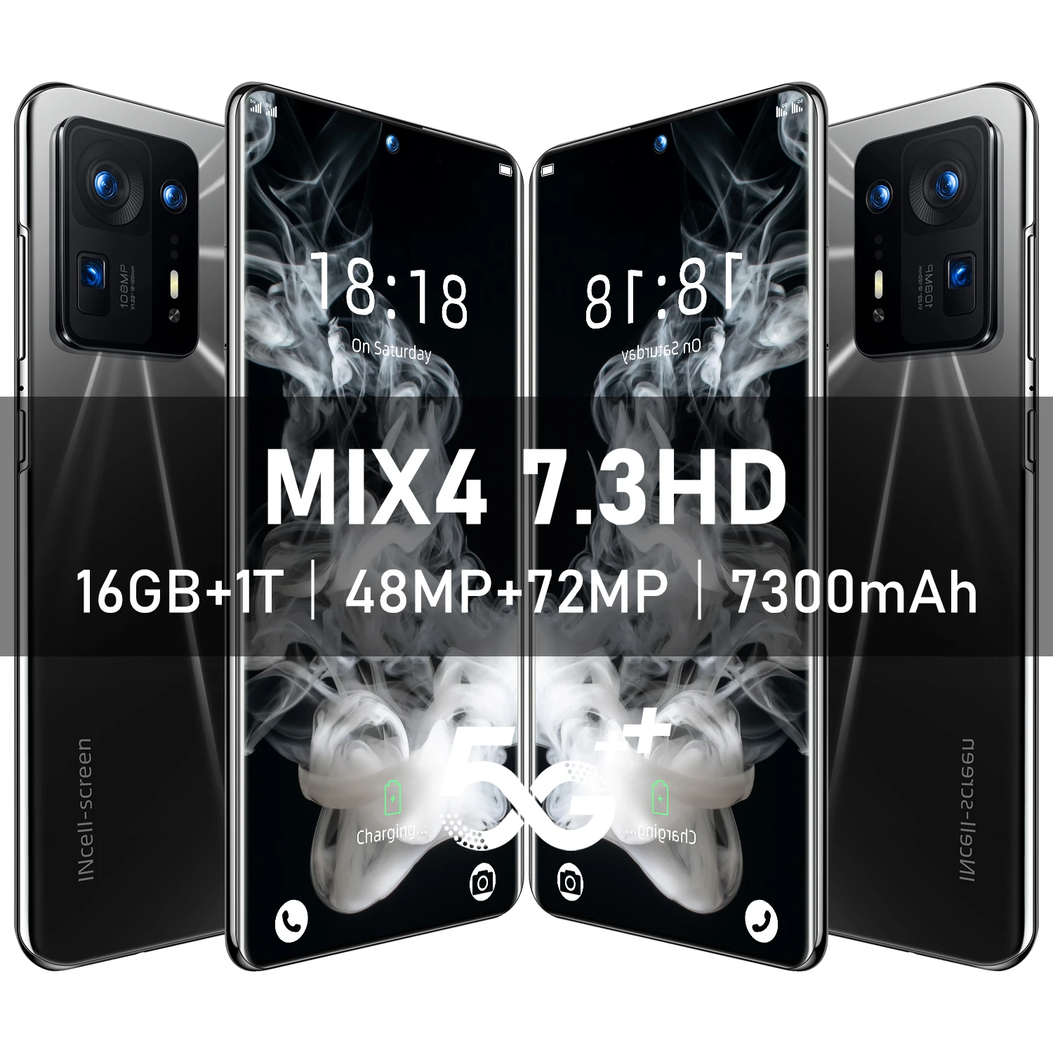 Смартфон мобильный телефон MIX4 Qualcomm 888 + 16 ГБ 1 ТБ 7 3 дюйма 7300 мАч Android 12 10 ядер
