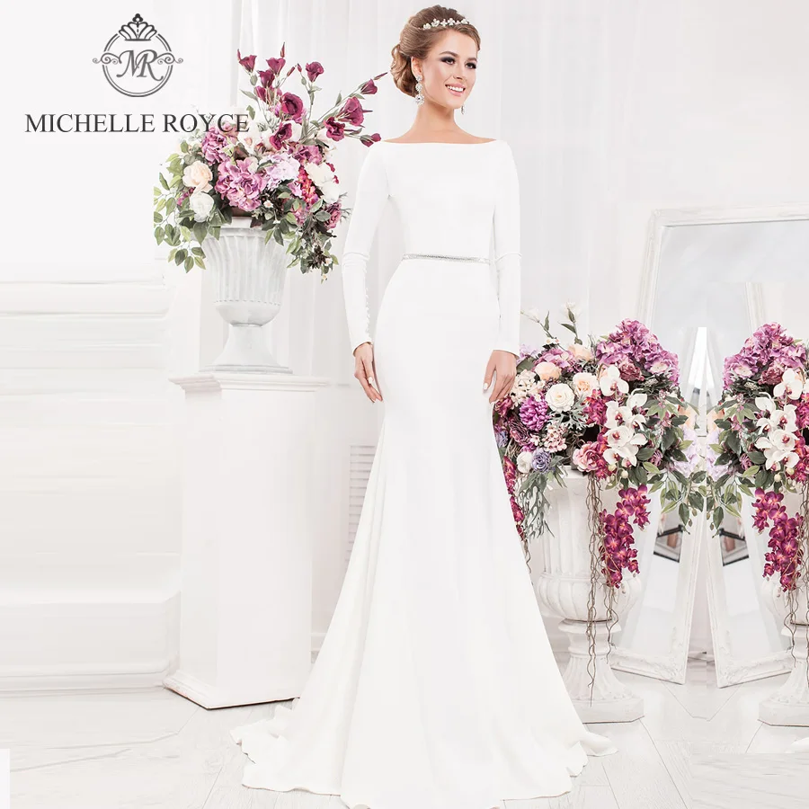 Michelle Royce Mermaid Wedding Dresses 2020 Scoop Long Sleeve Backless Button Beaded Court Train Bride Gowns Vestido De Novia
Michelle Royce Mermaid Wedding Dresses 2020 Scoop Long Sleeve Backless Button Beaded Court Train Bride Gowns Vestido De Novia
