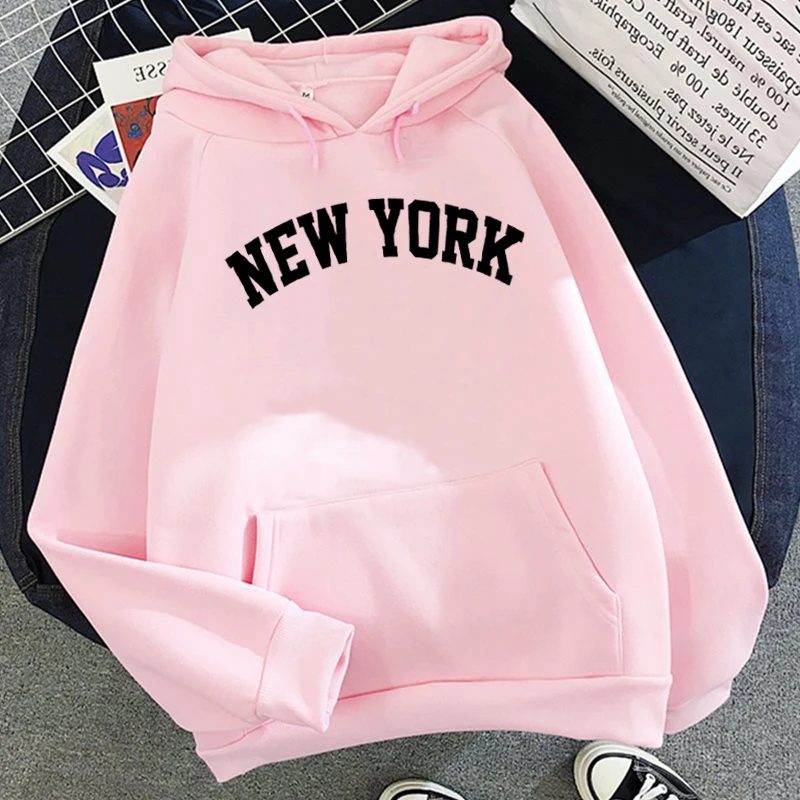 NEW Sweatshirts velvet winter Women's NEW YORK printing Hooded Female 2020 Cotton Thicken Warm Hoodies Lady Autumn Tops NEW Sweatshirts velvet winter Women's NEW YORK printing Hooded Female 2020 Cotton Thicken Warm Hoodies Lady Autumn Tops