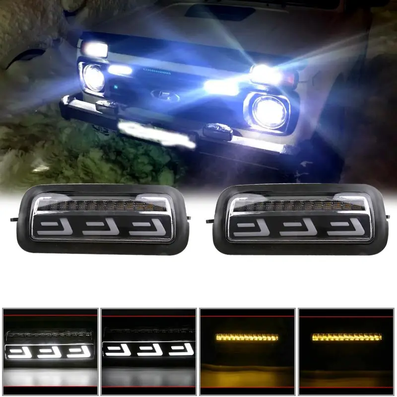 For Lada Niva 4X4 1995 LED DRL Lights With Running Turn Signal PMMA / ABS Plastic Function Accessories Car Styling Tuning
For Lada Niva 4X4 1995 LED DRL Lights With Running Turn Signal PMMA / ABS Plastic Function Accessories Car Styling Tuning