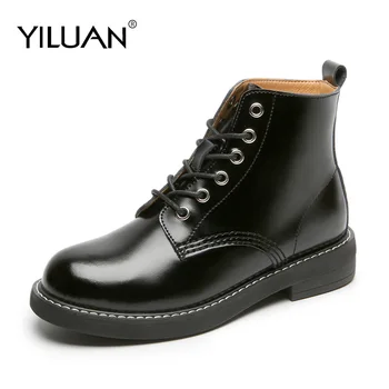 Boots Female Leather College Wild Handsome Six-Hole Flat Student Short Boots Female Booties Lace Up Black Winter Women Shoes
Boots Female Leather College Wild Handsome Six-Hole Flat Student Short Boots Female Booties Lace Up Black Winter Women Shoes