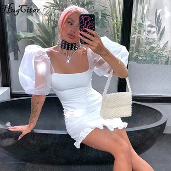 Hugcitar 2020 puff short mesh sleeve ruffles patchwork cute mini dress spring summer women party outfits streetwear
Hugcitar 2020 puff short mesh sleeve ruffles patchwork cute mini dress spring summer women party outfits streetwear