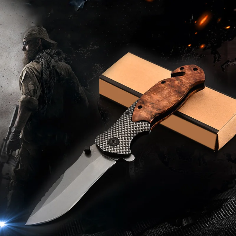 Outdoor survival help tactical folding knife red rosewood wooden handle knife hunting high quality EDC tool folding knife
Outdoor survival help tactical folding knife red rosewood wooden handle knife hunting high quality EDC tool folding knife