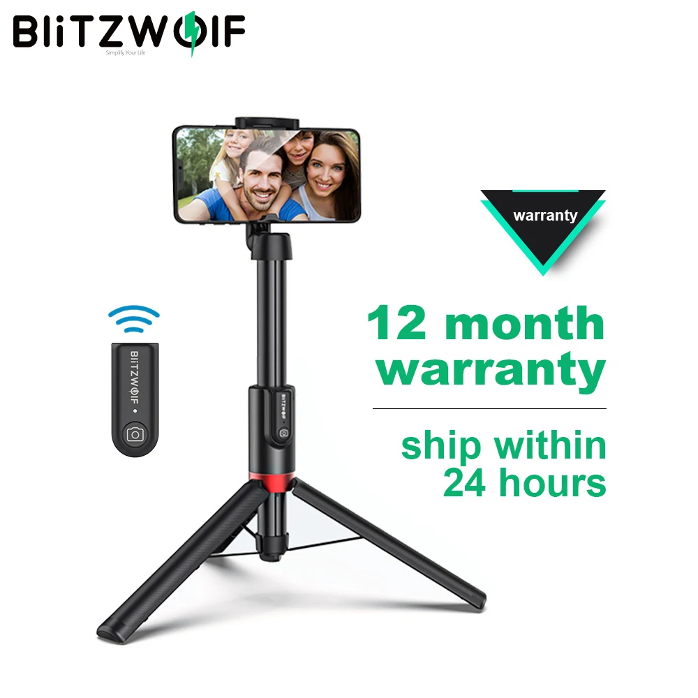 Blitzwolf BW-BS10 Plus Foldable Tripod Monopod Selfie Stick 1300mm Length Extendable Wireless Phone Holder | Электроника