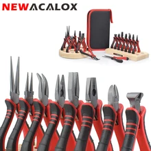 

NEWACALOX 8Pcs Mini Pliers Set Jewelry Making Beading Wire 4.5 Inch Wire Cutter Pliers Manual Diagonal Pliers DIY Plier Set