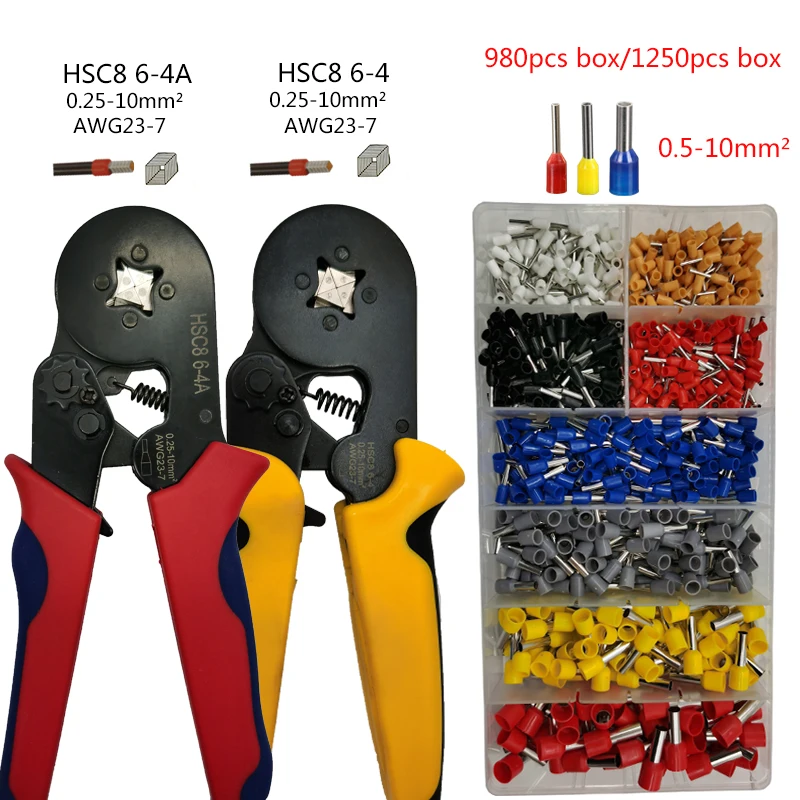 Tubular Terminal Crimping Tools HSC8 for 0.25-10mm2 23-7AWG Terminals High Precision Electrical Pliers Clamp Sets
Tubular Terminal Crimping Tools HSC8 for 0.25-10mm2 23-7AWG Terminals High Precision Electrical Pliers Clamp Sets