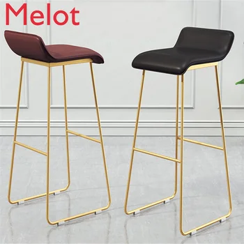 

New Nordic bar stools modern Simple Golden Leg Cafe Lounge Stool Wrought Iron Gold High Chair Padded Bar Chairs Stools