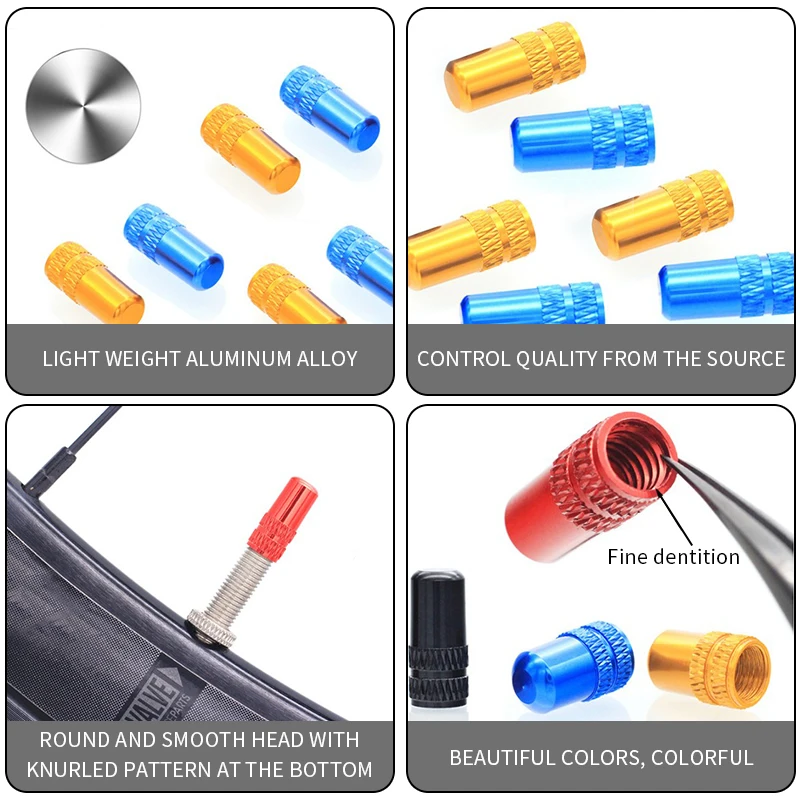 2/4PCS Bicycle Valve Cap Aluminum Bicycle Presta Valve Cap High Pressure Spikes Tire Valve Dust Cover