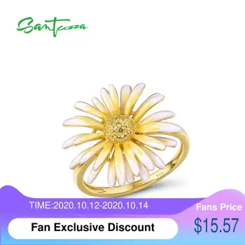 SANTUZZA Silver Rings For Women Pure 925 Sterling Silver Gold Color Delicate Yellow Daisy Flower Fine Jewelry Handmade Enamel
SANTUZZA Silver Rings For Women Pure 925 Sterling Silver Gold Color Delicate Yellow Daisy Flower Fine Jewelry Handmade Enamel