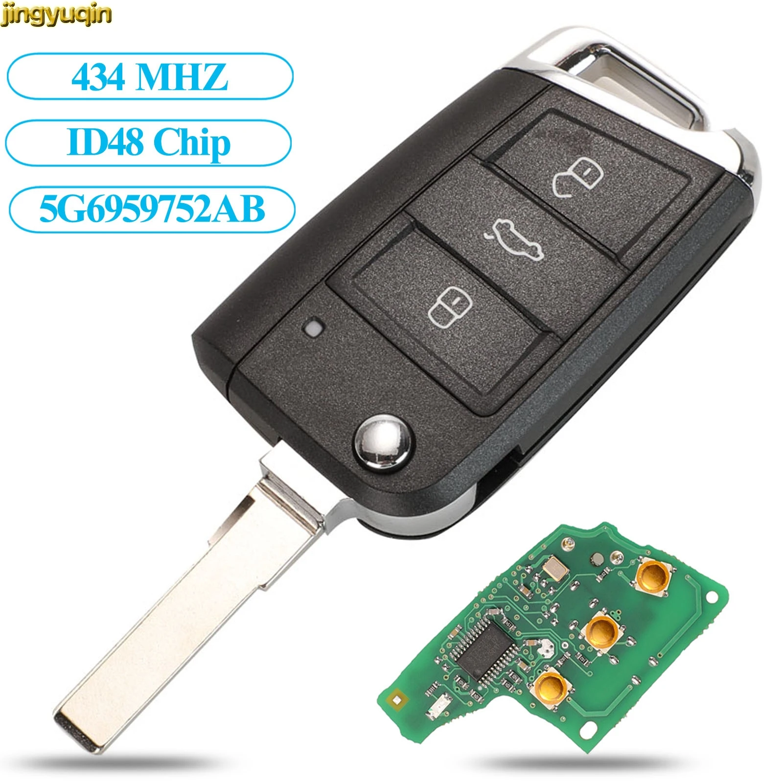 Пульт дистанционного управления для автомобиля Jingyuqin 434 МГц MQB ID48 Для VW Seat Golf 7 MK7