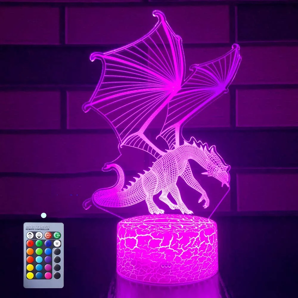 Dragon Lamp Dragon Toys Night Light 16 Colors Changing 3D Optical Illusion Bedside Lamp Birthday Xmas Gifts for Boys and Girls
Dragon Lamp Dragon Toys Night Light 16 Colors Changing 3D Optical Illusion Bedside Lamp Birthday Xmas Gifts for Boys and Girls