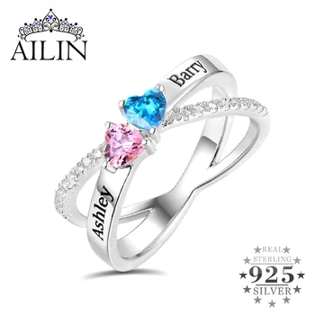 AILIN Engraved Heart Criss Cross Ring For Festival Customized Two Heart Birthstones Couple's Ring For Lady X Shape Ring
AILIN Engraved Heart Criss Cross Ring For Festival Customized Two Heart Birthstones Couple's Ring For Lady X Shape Ring