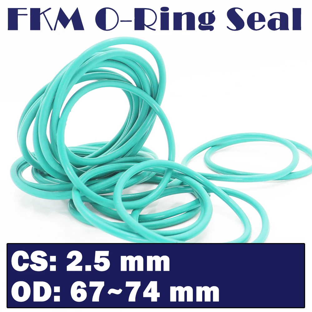 

CS 2.5mm FKM Rubber O RING OD 67/68/69/70/71/72/73/74*2.5 mm 30PCS O-Ring Fluorine Gasket Oil seal Green ORing