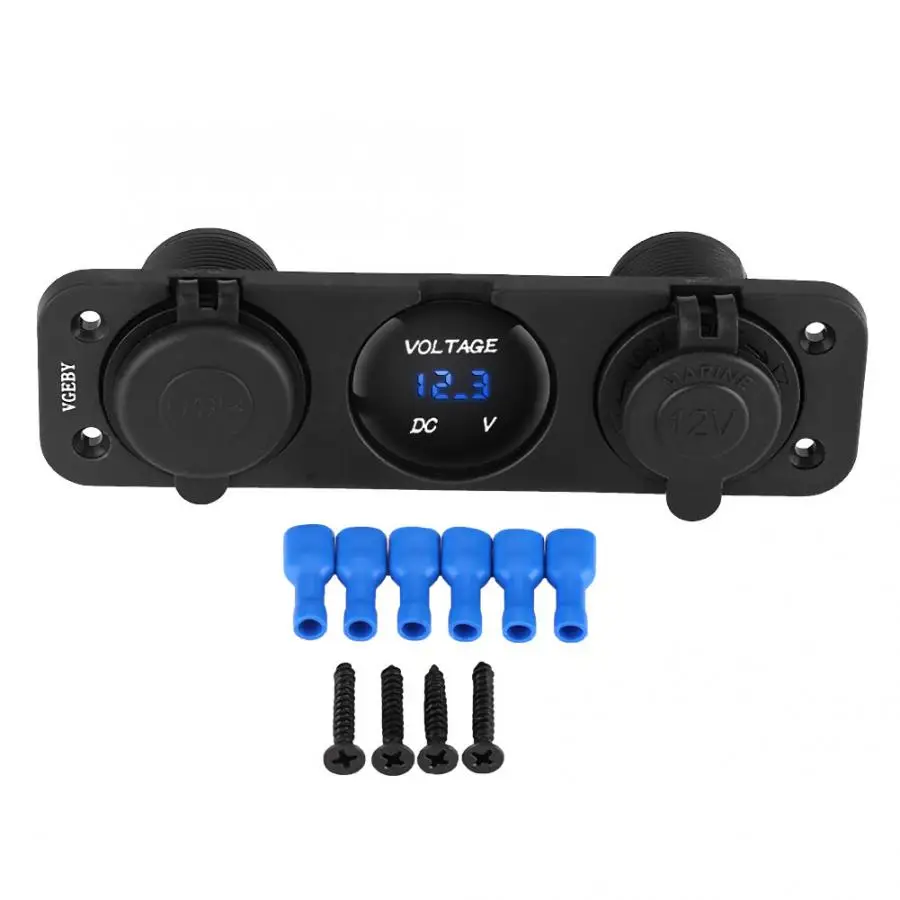Adapters Sockets VGEBY Waterproof Car Boat 3 Hole Panel Dual USB Charger Blue LED Voltmeter 12V Socket Car Accessories
Adapters Sockets VGEBY Waterproof Car Boat 3 Hole Panel Dual USB Charger Blue LED Voltmeter 12V Socket Car Accessories
