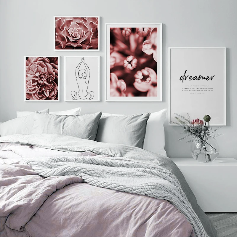 Постеры на холсте с изображением розовых цветов в скандинавском стиле | Дом и сад