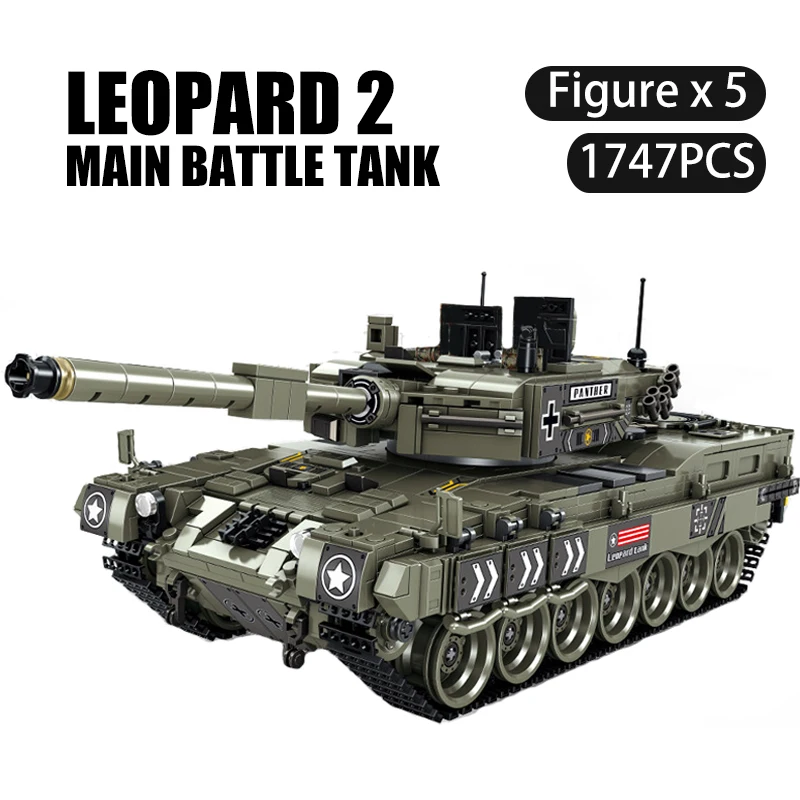 632003 1747PCS Leopard 2 Main Battle Tank Model Building Blocks Compatible Military WW2 Army Soldier Bick Toys For Children Gift
632003 1747PCS Leopard 2 Main Battle Tank Model Building Blocks Compatible Military WW2 Army Soldier Bick Toys For Children Gift