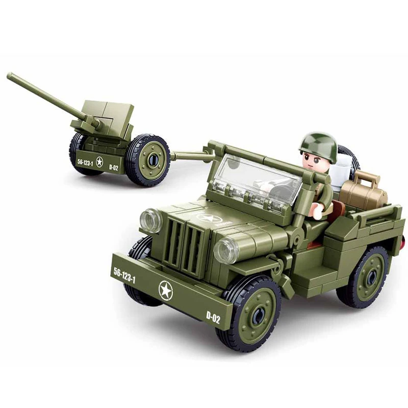 Строительные блоки SLUBAN Вторая мировая война Нормандия посадка US WILLYS Jeeped
