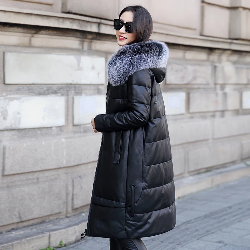 2020 Winter Genuine Leather Jacket Women Fox Fur Collar Long Sheepskin Coat Thick Women's Down Jackets Chaqueta Mujer ZM-2588
2020 Winter Genuine Leather Jacket Women Fox Fur Collar Long Sheepskin Coat Thick Women's Down Jackets Chaqueta Mujer ZM-2588