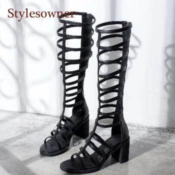 Roman Sandals Female Summer Genuine Leather Hollow Out All-match Leather Open Toe Back Zipper Black Apricot High-heels Sandals
Roman Sandals Female Summer Genuine Leather Hollow Out All-match Leather Open Toe Back Zipper Black Apricot High-heels Sandals