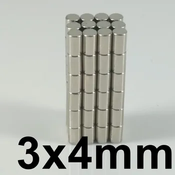 

Free shipping 200pcs disc 3x4mm n35 rare earth permanent strong neodymium magnets magnet bulk NdFeB magnets nickle 3*4mm