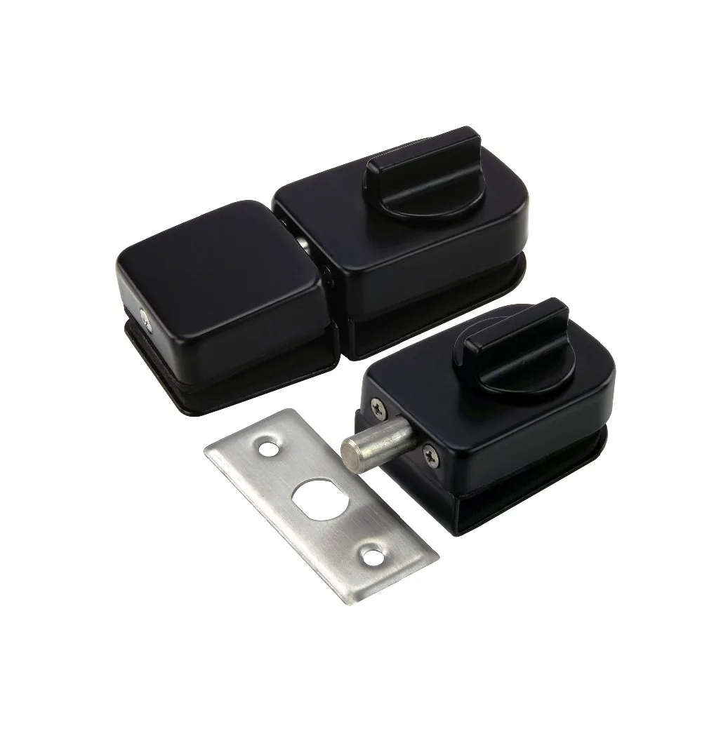 

Best Matt Black Entry Gate Glass Door Latch 10-12mm Swing Glass Door Lock Side By Side Frameless Glass Mortise Free