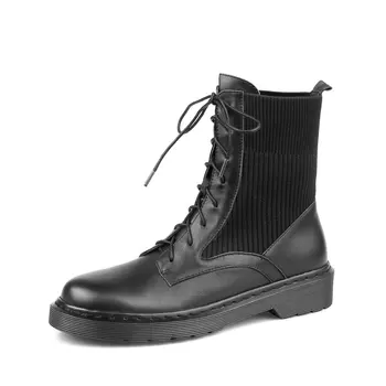 Genuine leather knitting Female Chunky low Heels ankle Boots Cross Tied Round Toe Shoes For Women Party Working Shoes Woman
Genuine leather knitting Female Chunky low Heels ankle Boots Cross Tied Round Toe Shoes For Women Party Working Shoes Woman