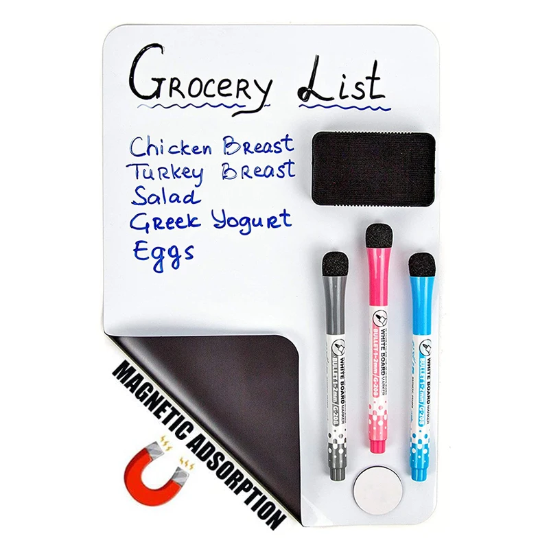 Magnetic Dry Erased White Board Kitchen Fridge Reminder Sticker Grocery List Daily Planner Whiteboard with Markers and Eraser
Magnetic Dry Erased White Board Kitchen Fridge Reminder Sticker Grocery List Daily Planner Whiteboard with Markers and Eraser