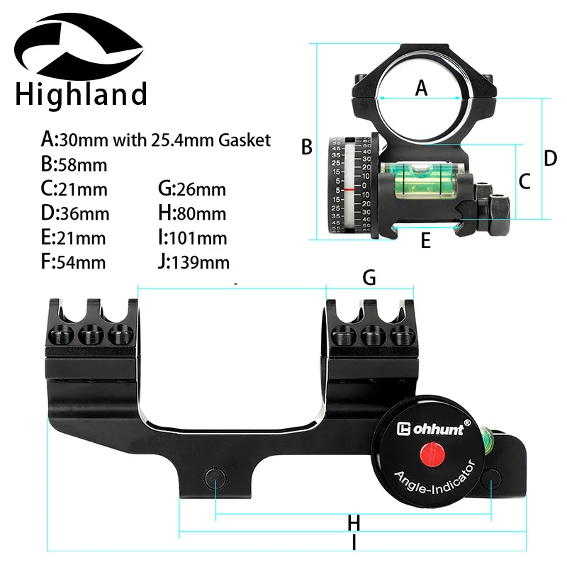 Hunting Scope 25.4/30mm Picatinny 20 MOA Scope Mount Extended Tactical Rings with Angle Cosine Indicator Kit Bubb Level
Hunting Scope 25.4/30mm Picatinny 20 MOA Scope Mount Extended Tactical Rings with Angle Cosine Indicator Kit Bubb Level