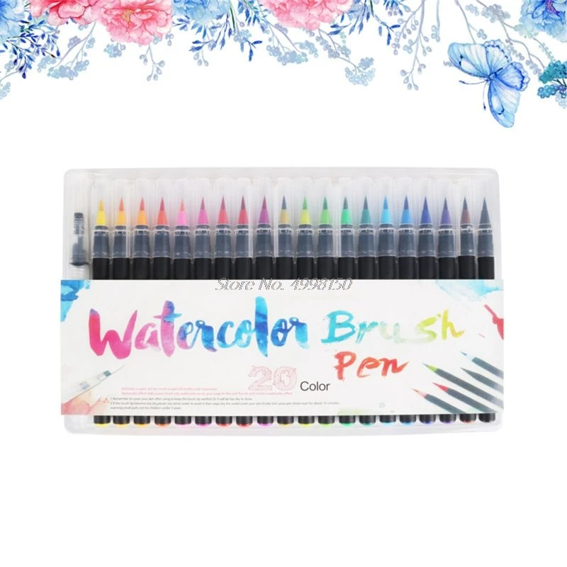 

20 Color Premium Painting Soft Brush Pen Set Watercolor Markers Pen Effect Best For Coloring Books Manga Comic Calligraphy