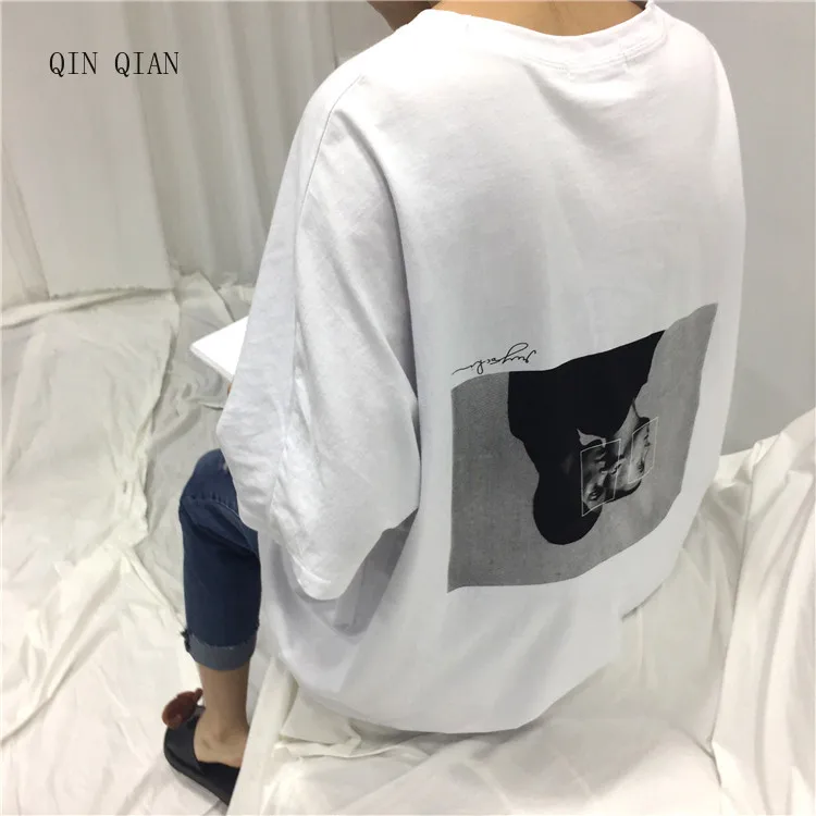 2017 Summer Oversize Loose Character Printed Back White Simple Short Sleeve Female T-shirts
2017 Summer Oversize Loose Character Printed Back White Simple Short Sleeve Female T-shirts