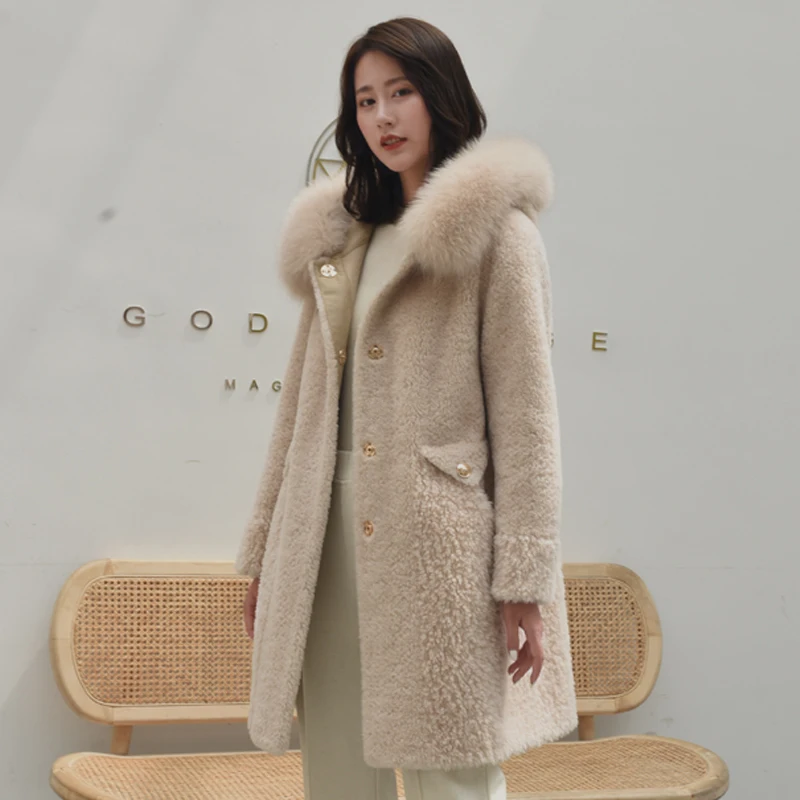 100% Sheep Shearing Jacket Women Winter Natural Fox Fur Hooded Clothes 2020 Korean Real Fur Coat Female Wool Jackets Tops 19299
100% Sheep Shearing Jacket Women Winter Natural Fox Fur Hooded Clothes 2020 Korean Real Fur Coat Female Wool Jackets Tops 19299