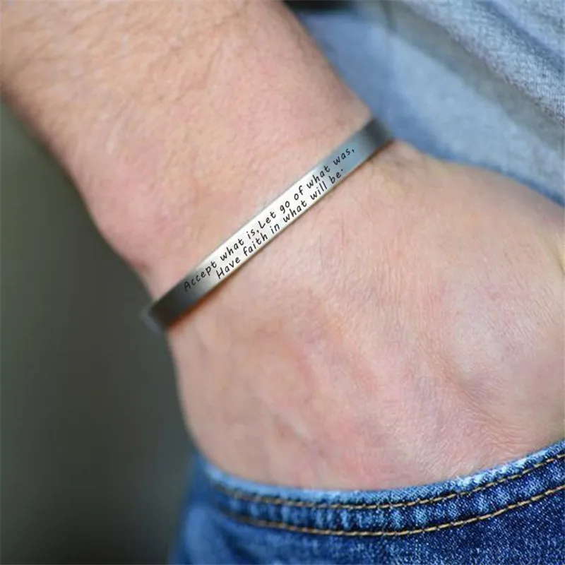 "have Faith In What Will Be" Inspirational Quote Cuff Bracelet Stainless Steel Personalise Mantra Bangles for Valentine's Gift
"have Faith In What Will Be" Inspirational Quote Cuff Bracelet Stainless Steel Personalise Mantra Bangles for Valentine's Gift