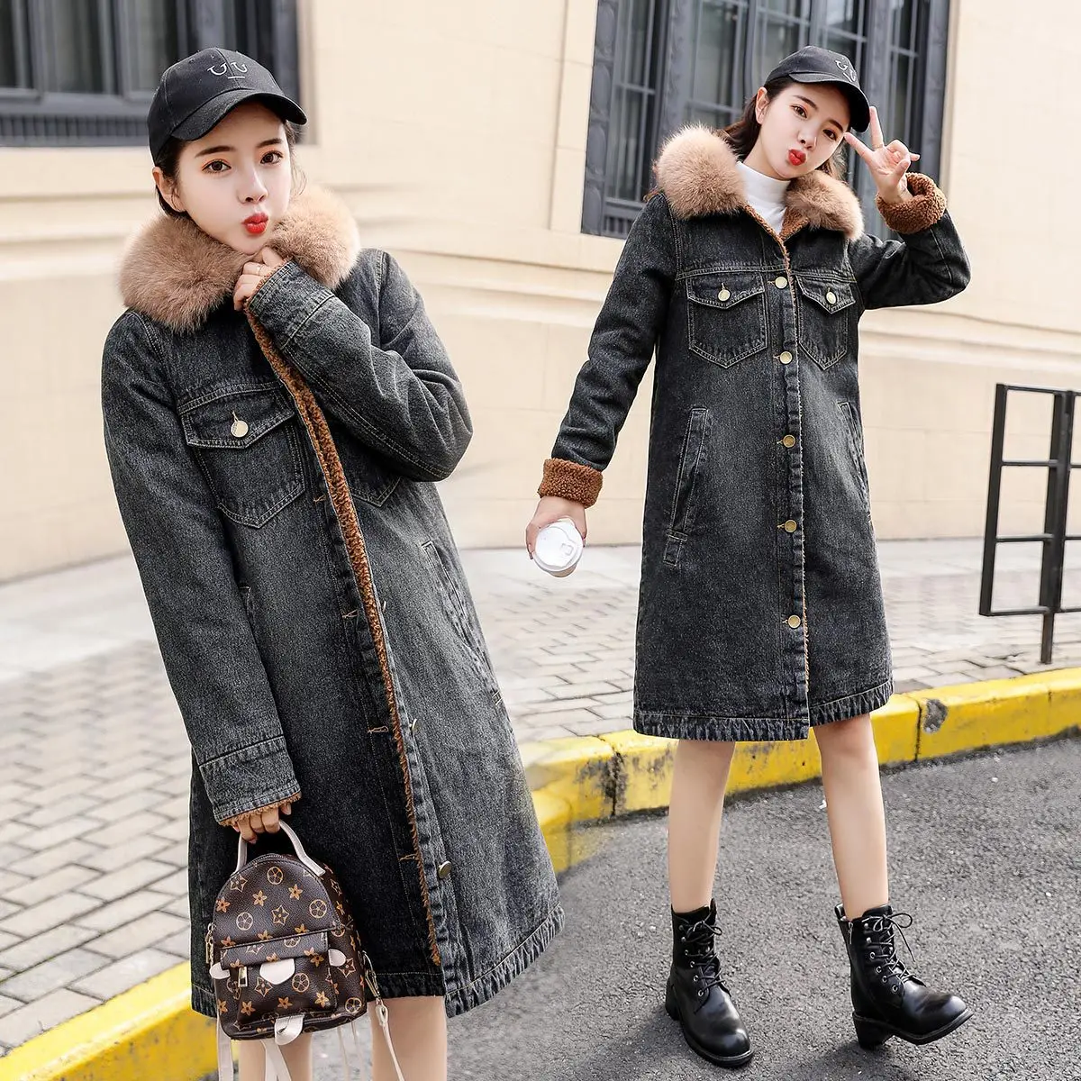 Large Fur Collar Mid-length Brushed And Thick Jeans Coat Women's 2018 Winter New Style Fashion Slimming Cotton-padded Clothes Ko
Large Fur Collar Mid-length Brushed And Thick Jeans Coat Women's 2018 Winter New Style Fashion Slimming Cotton-padded Clothes Ko