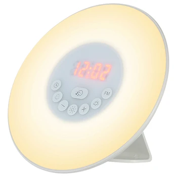 Us Plug Wake Up Light Alarm Clock Sunrise/Sunset Simulation Digital Clock With Fm Radio 7 Colors Light Sounds Function Press Con
Us Plug Wake Up Light Alarm Clock Sunrise/Sunset Simulation Digital Clock With Fm Radio 7 Colors Light Sounds Function Press Con