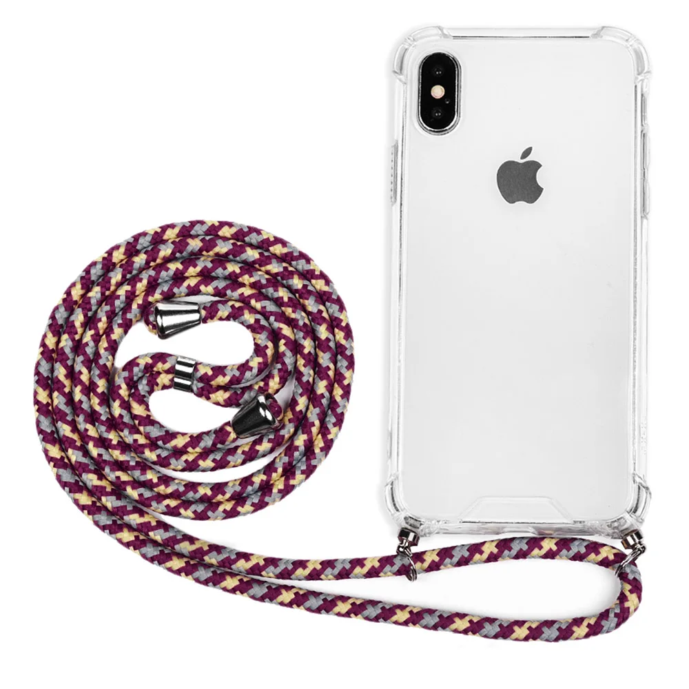 

Transparent Phone Case For iPhone 11 Pro XS Max XR XS X 7 8 6 6S Plus Case Lanyard Necklace Cross Shoulder Neck Strap Rope Cord