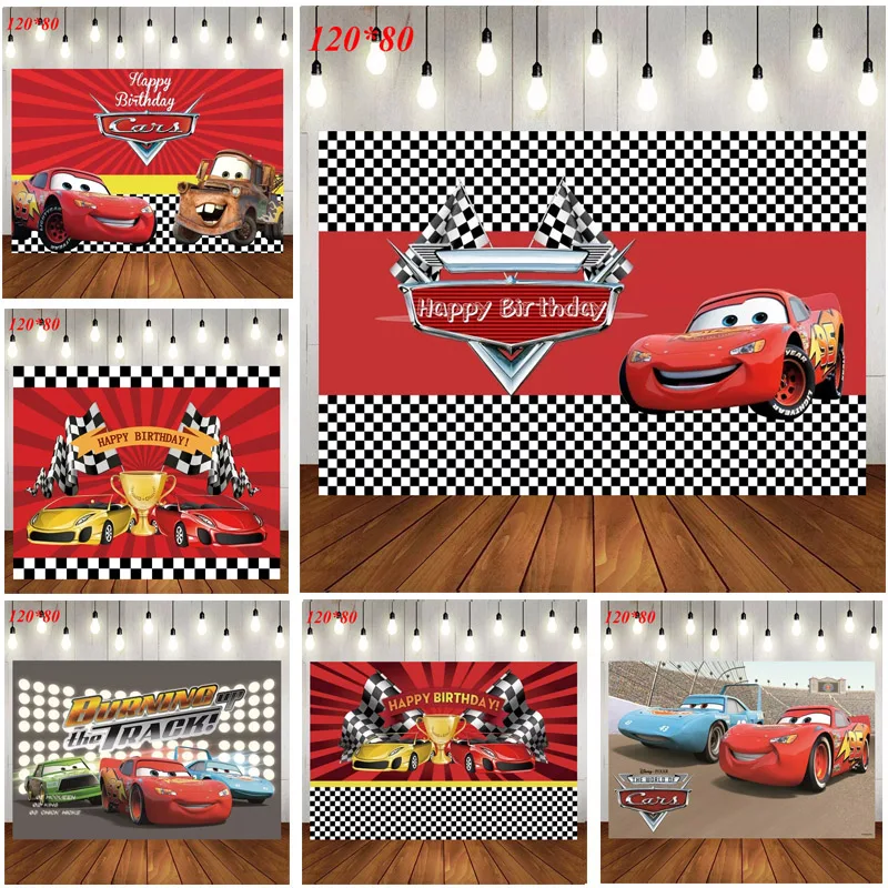 Disney Cars Mcqueen Theme Photography Vinyl Backdrops Customized Boy Birthday Party Christmas Background For Photo Studio | Дом и сад