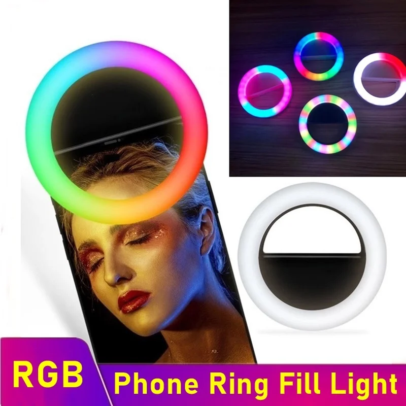 Фото Tongdaytech RGB LED Fill Light Dimmable Color Phone Selfie Ring Lamp Photo For Youtube Makeup Video Live Aro De Luz Para Celular  | Вспышки для смартфонов (1005001490186303)