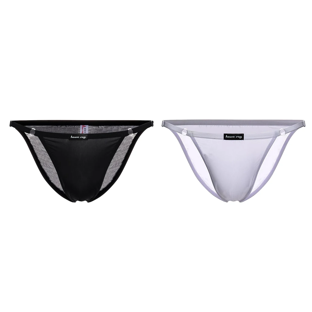 2Pcs Mens Cool Silky Briefs Thong Trunks Soft T-back Boxers Pouch Underwear 2Pcs Mens Cool Silky Briefs Thong Trunks Soft T-back Boxers Pouch Underwear
