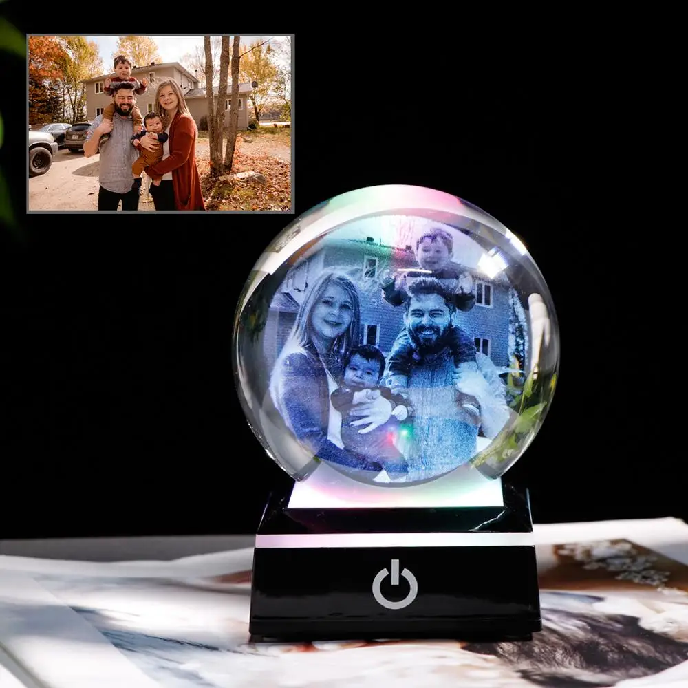 Personalised Photo Ball 2D Laser Engraved K9 Crystal Globe with Light Base Custom Frame For Family Christmas Gift
Personalised Photo Ball 2D Laser Engraved K9 Crystal Globe with Light Base Custom Frame For Family Christmas Gift