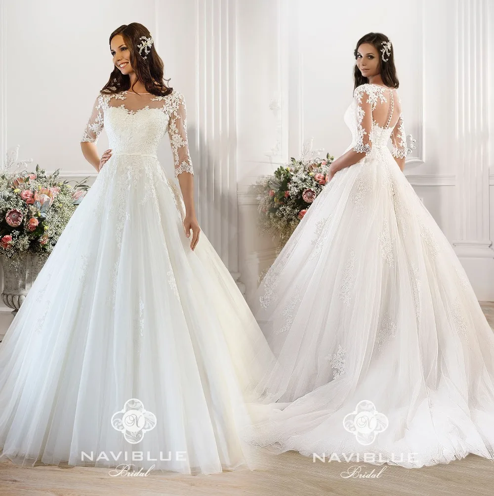 Robe de mariage New Design Long 2018 O-Neck Half Sleeves Chapel Train A-Line Appliques Bridal Gown mother of the bride dresses
Robe de mariage New Design Long 2018 O-Neck Half Sleeves Chapel Train A-Line Appliques Bridal Gown mother of the bride dresses