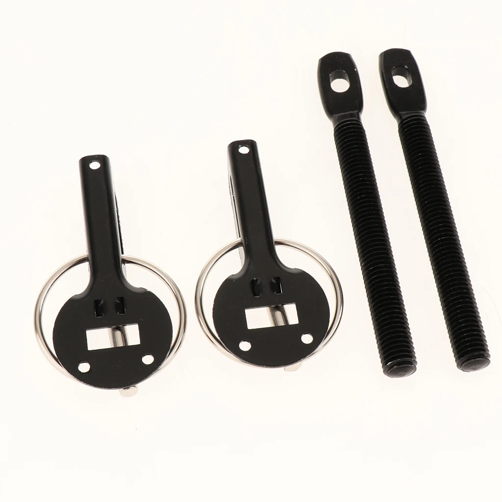 Universal Aluminum Car Bonnet Hood Pin Pins Key Lock Latch Catch Locking Fasten Kit Set (Black) Universal Aluminum Car Bonnet Hood Pin Pins Key Lock Latch Catch Locking Fasten Kit Set (Black)