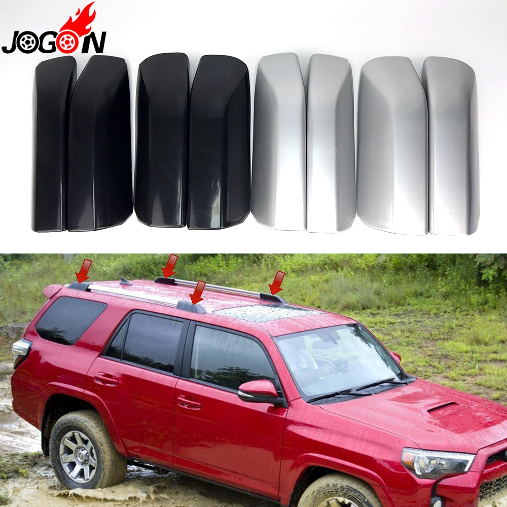 

4Pcs Silver & Black Plastic Roof Rack For Toyota 4Runner N280 2010-2020 Car Roof Rack Bar Rail End Shell Cover Trim Replacement
