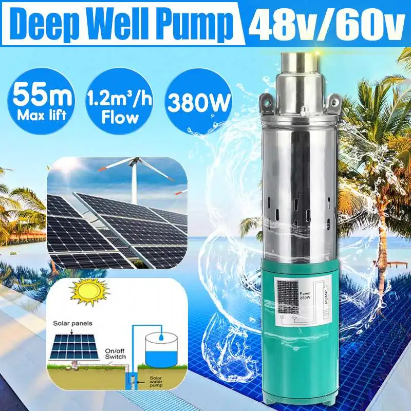 55m 48V/60V 380W Solar Water Pump High Lift Deep Well Pump DC Screw Submersible Pump Irrigation Garden Home Agricultural
55m 48V/60V 380W Solar Water Pump High Lift Deep Well Pump DC Screw Submersible Pump Irrigation Garden Home Agricultural