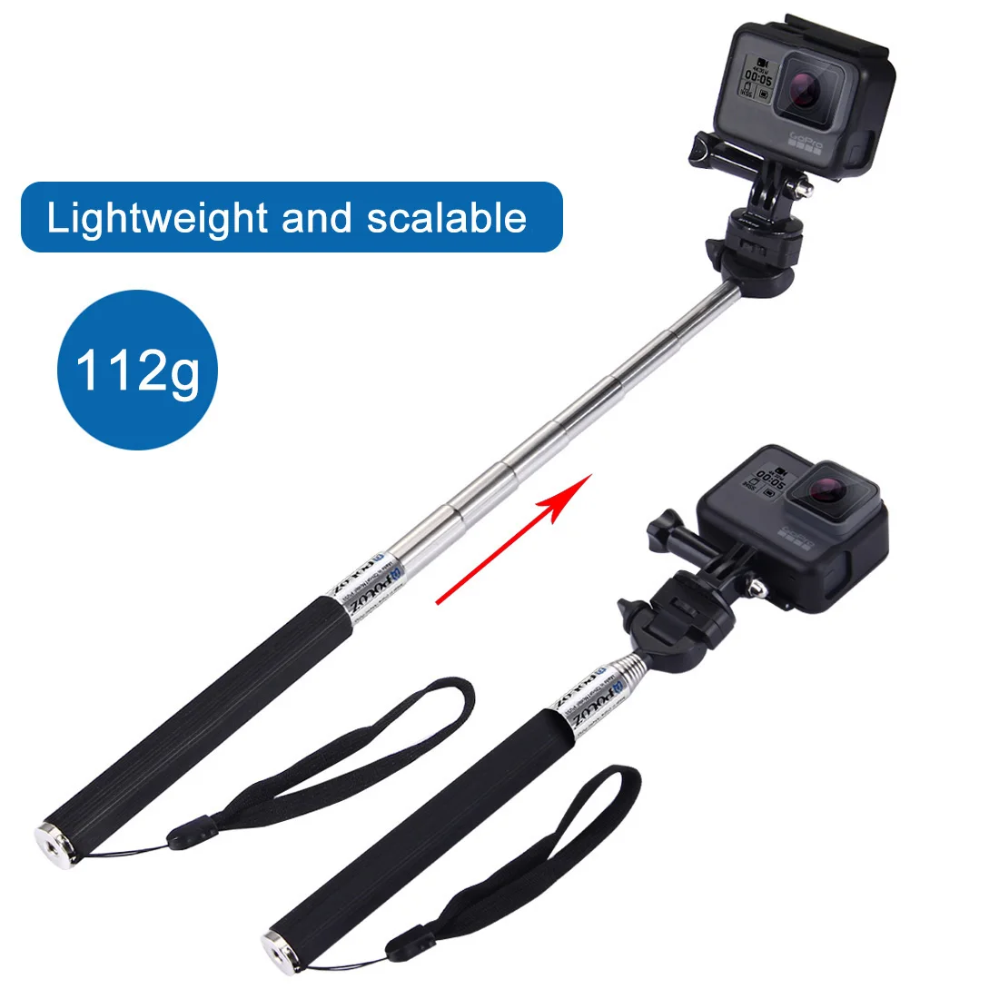 

Extendable Handheld Selfie Monopod Length 22.5-100cm for GoPro HERO DJI Osmo Action Xiaoyi and Other Action Camera