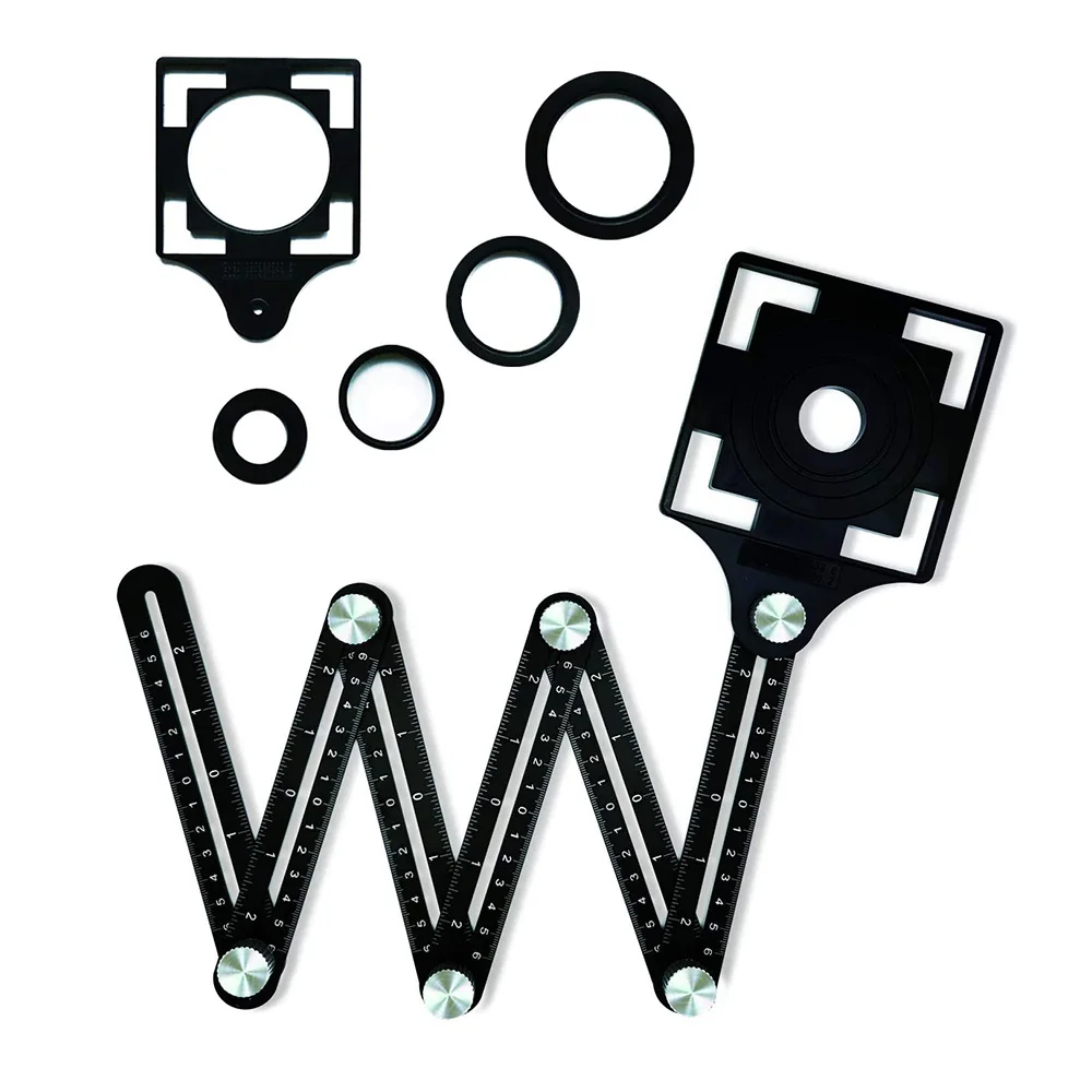 Adjustable Measuring Ruler 6 side Folding Ruler Perforated Mold Template Tool Floor Tile Hole Locator Glass Woodworking Puncher
Adjustable Measuring Ruler 6 side Folding Ruler Perforated Mold Template Tool Floor Tile Hole Locator Glass Woodworking Puncher