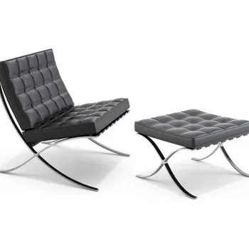 Furgle Classic Design Lounge Chair with 305 Grade Stainless Frame Sofa Black Genuine Leather Chair with Ottoman for Living Room 
Furgle Classic Design Lounge Chair with 305 Grade Stainless Frame Sofa Black Genuine Leather Chair with Ottoman for Living Room