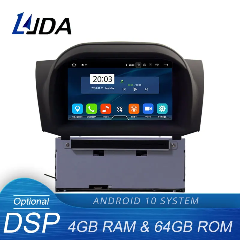 Автомобильный DVD-плеер LJDA Android 10 0 для Ford Fiesta 2013 2014 2015 2016 2017 2018 2 Din автомобильное