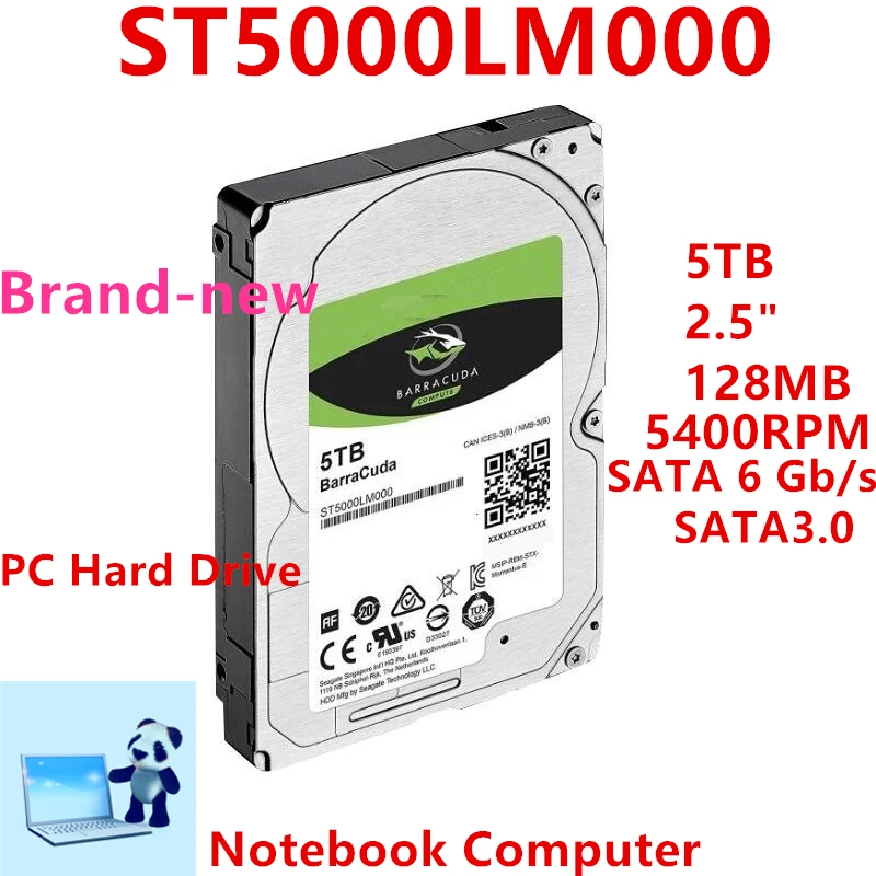 

New Original HDD For Seagate BarraCuda 5TB 2.5" SATA 6 Gb/s 128MB 5400RPM For Internal HDD For Notebook HDD For ST5000LM000