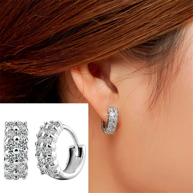 Boucles d'oreilles en argent Sterling 925 à Double rangée de Zircon brillant, modèles féminins adaptés au cadeau de la saint-valentin, prix de gros d'usine 1