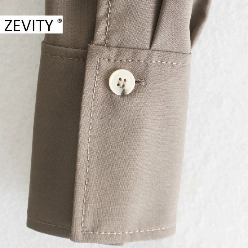 ZEVITY women fashion solid pleats shirt dress office ladies long sleeve single breasted vestido chic casual slim dresses DS4468